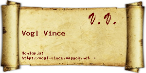 Vogl Vince névjegykártya